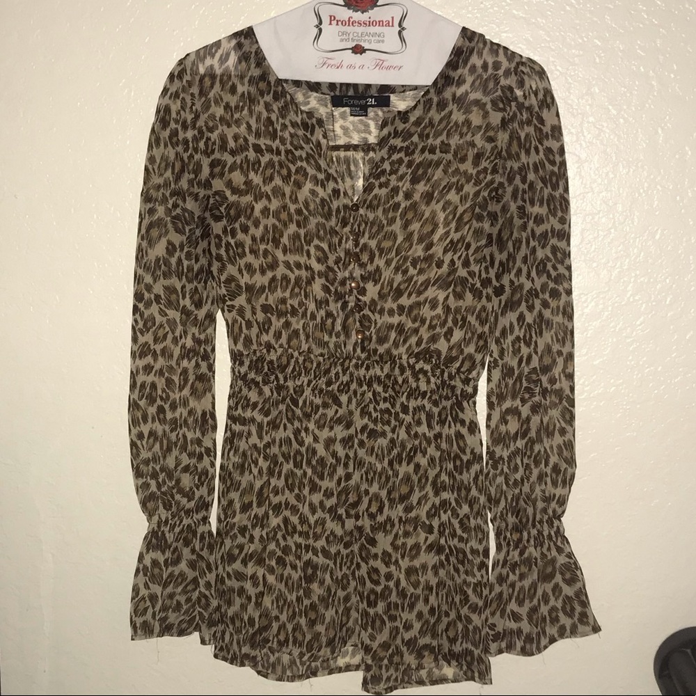 Forever 21 See Thru Leopard print sheer.